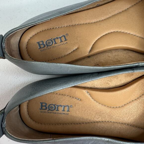 Born Beca Size 8.5 Ballet Flats Gray Leather Comfort Slip On Casual Shoes Dress - Picture 8 of 13